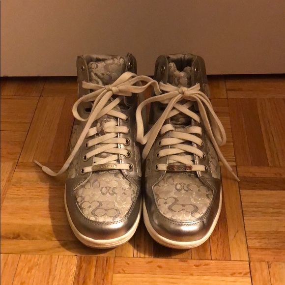 Coach Silver Norra Hightop Sneakers - Picture 1 of 6